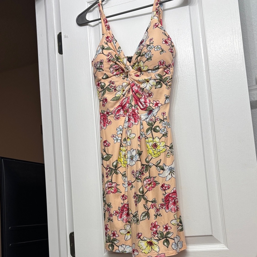 Derek Heart Floral Mini Dress in Pink and Yellow